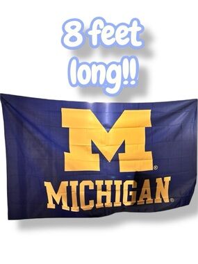 🎁Oversized University of Michigan Flag 8’x4’10” U of M Wolverines Block M NEW